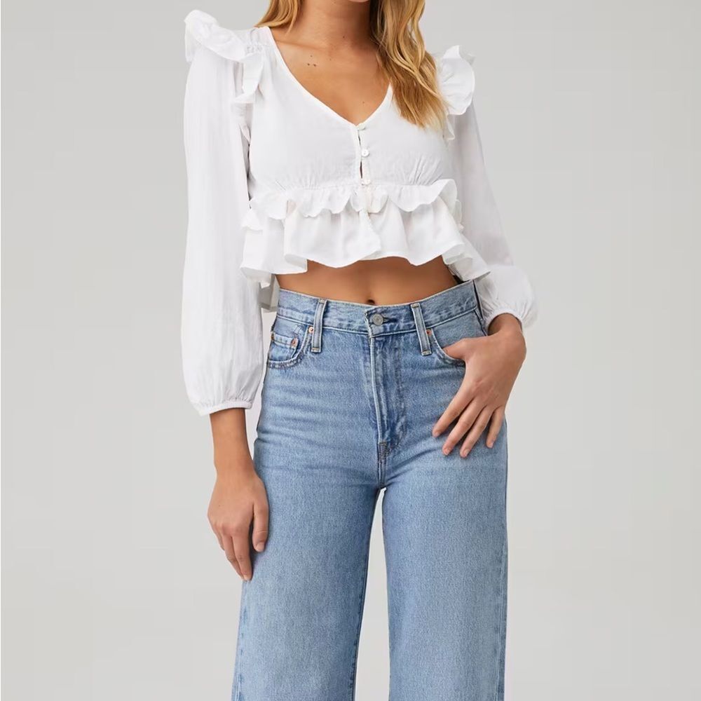 Cleobella White Ruffle Blouse - Picture 3 of 9